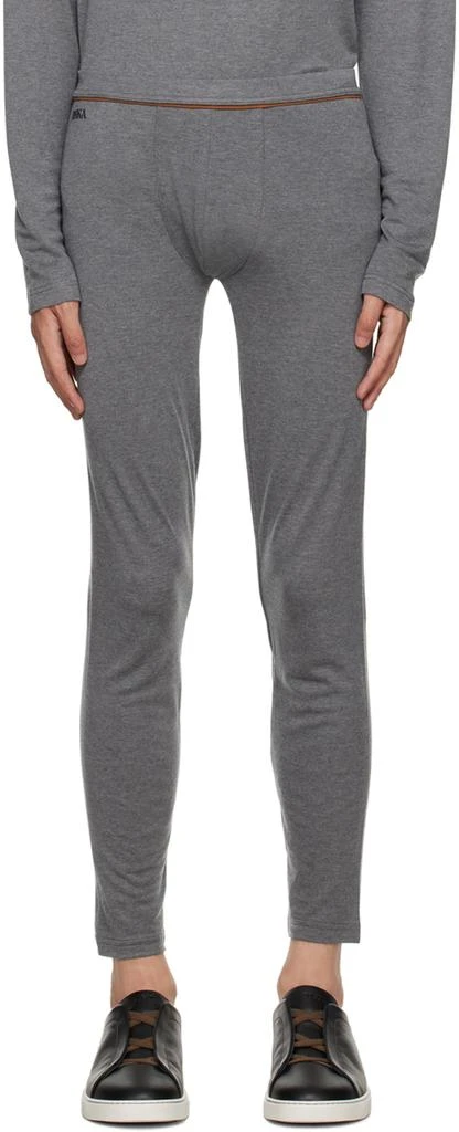 ZEGNA Gray Embroidered Lounge Pants 1