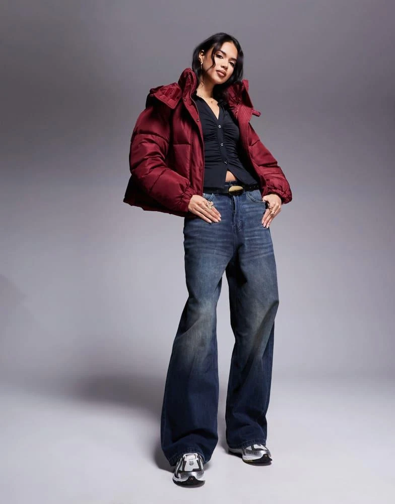 Sixth June Sixth June puffer coat with hood in burgundy 2