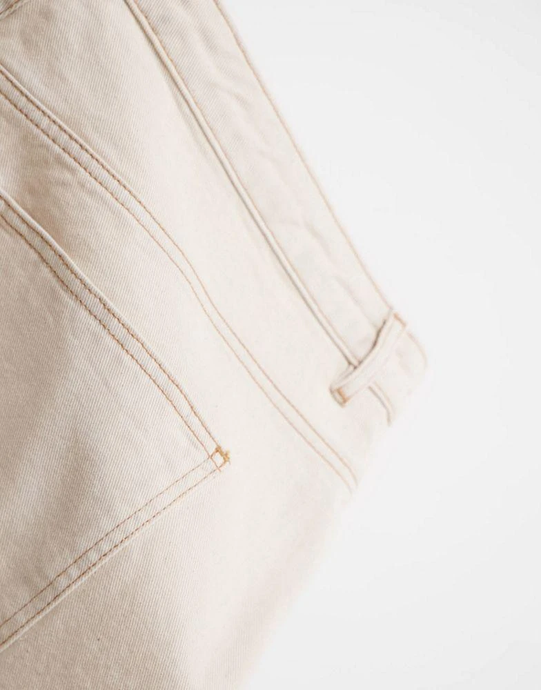 ASOS ASOS DESIGN Tall high rise 'relaxed' dad jeans in ecru with extreme rips 4