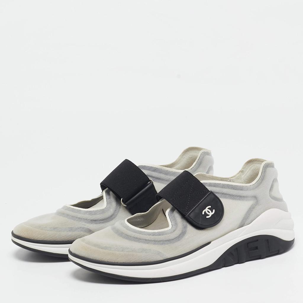 Chanel Chanel Grey/Black Mesh Slip On Sneakers Size 38