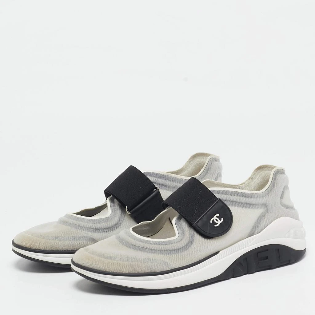 Chanel Chanel Grey/Black Mesh Slip On Sneakers Size 38 2