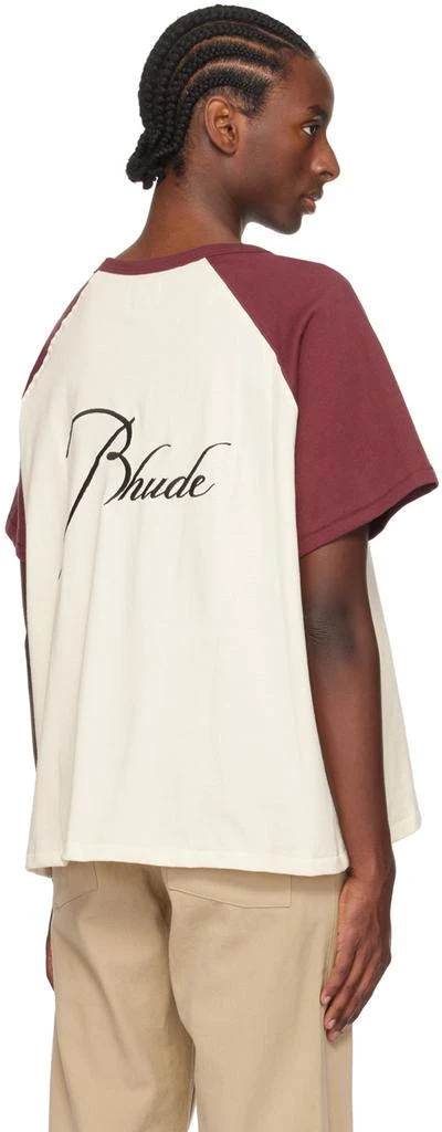Rhude Burgundy & Off-White Raglan T-Shirt 3