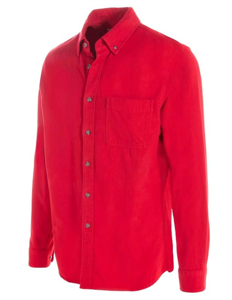 Schott Cotton Flannel Shirt In Red 3