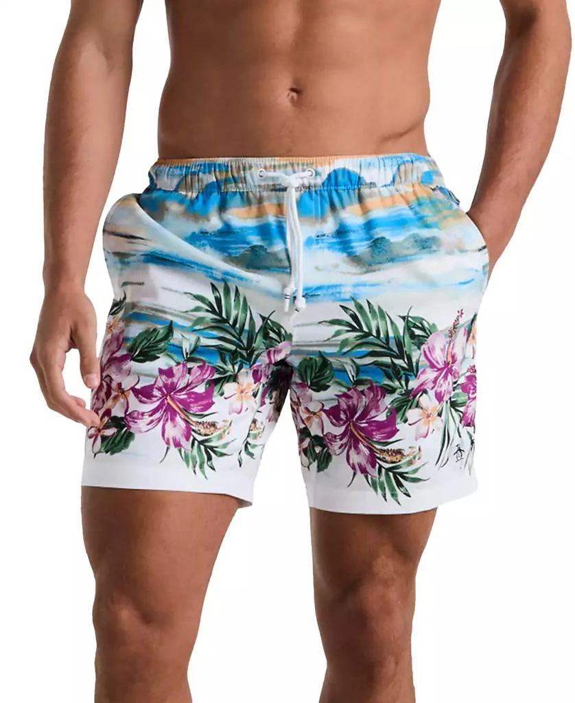 Original Penguin Men's Hibiscus Printed Swim Shorts 4