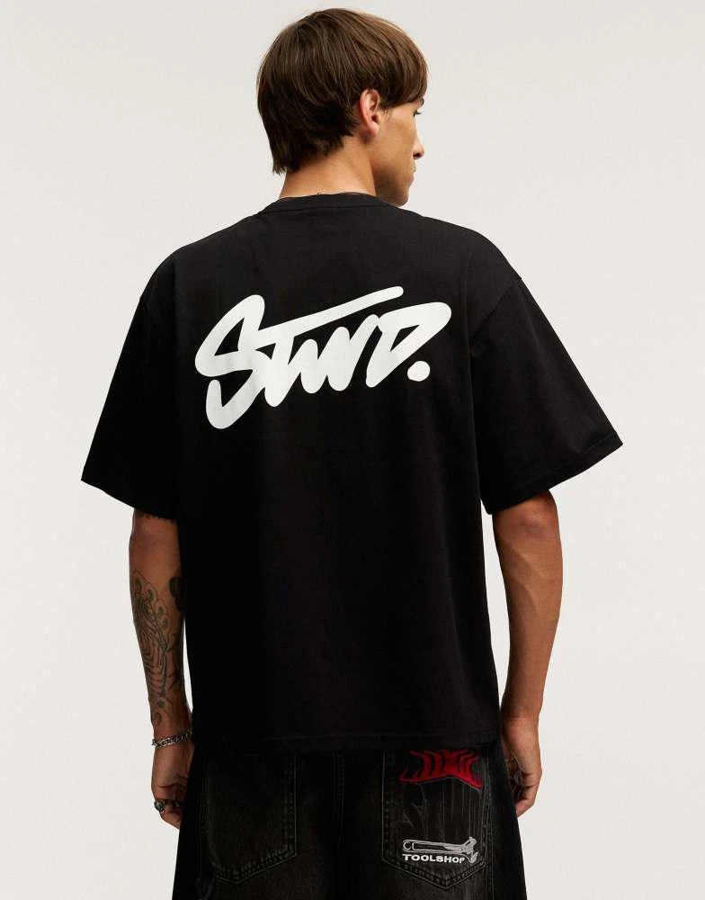 Pull&Bear Pull&Bear t-shirt with STWD logo in black 4
