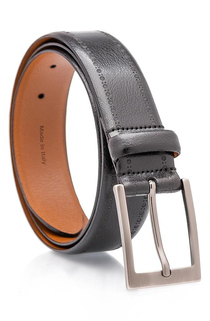 MADE IN ITALY Brogue Leather Belt