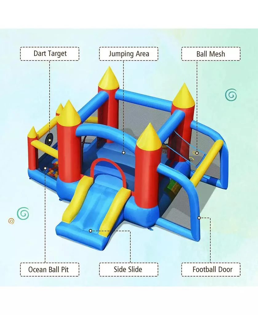 Gymax Inflatable Bounce House Slide Jumping Castle Soccer Goal Ball Pit Without Blower 4