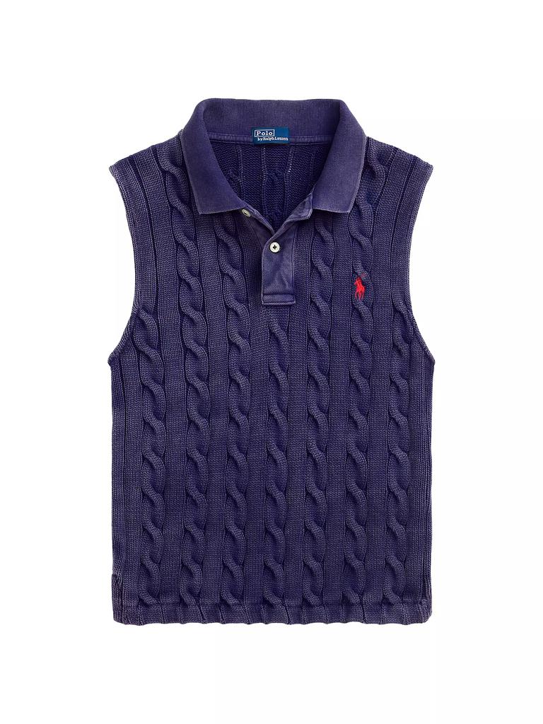 Ralph Lauren Cable-Knit Crop Polo Vest