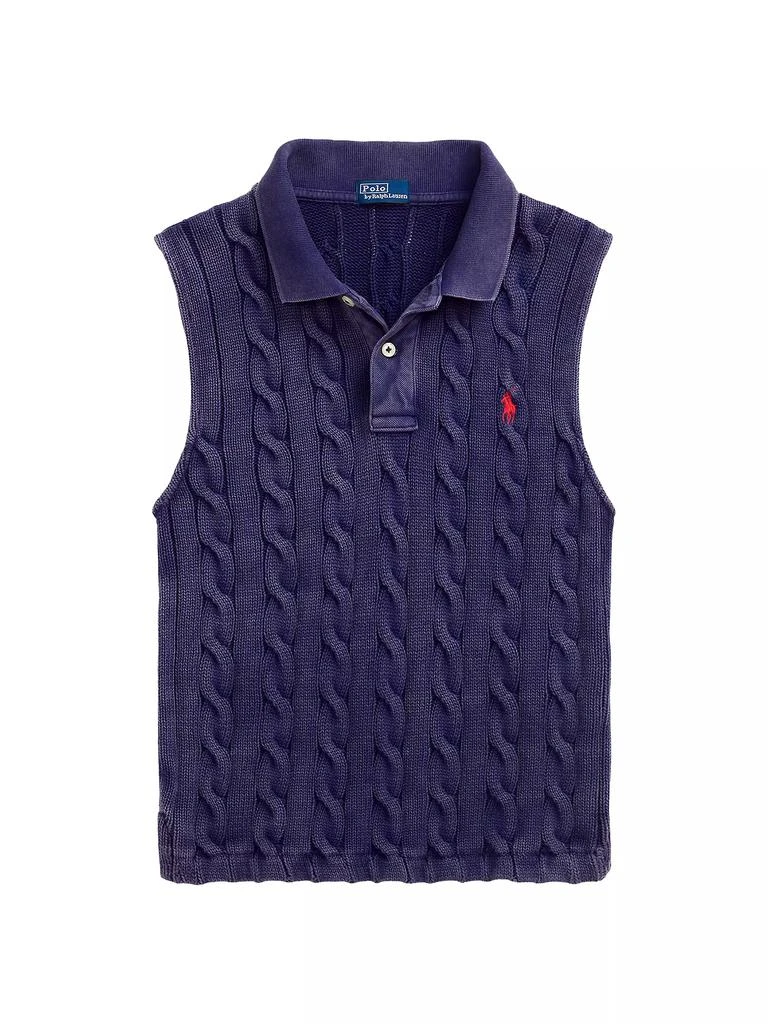 Ralph Lauren Cable-Knit Crop Polo Vest 1