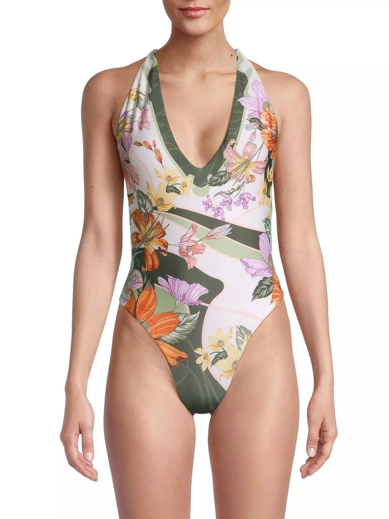 Agua Bendita Aloe Vitreo Floral Racerback One-Piece Swimsuit 3