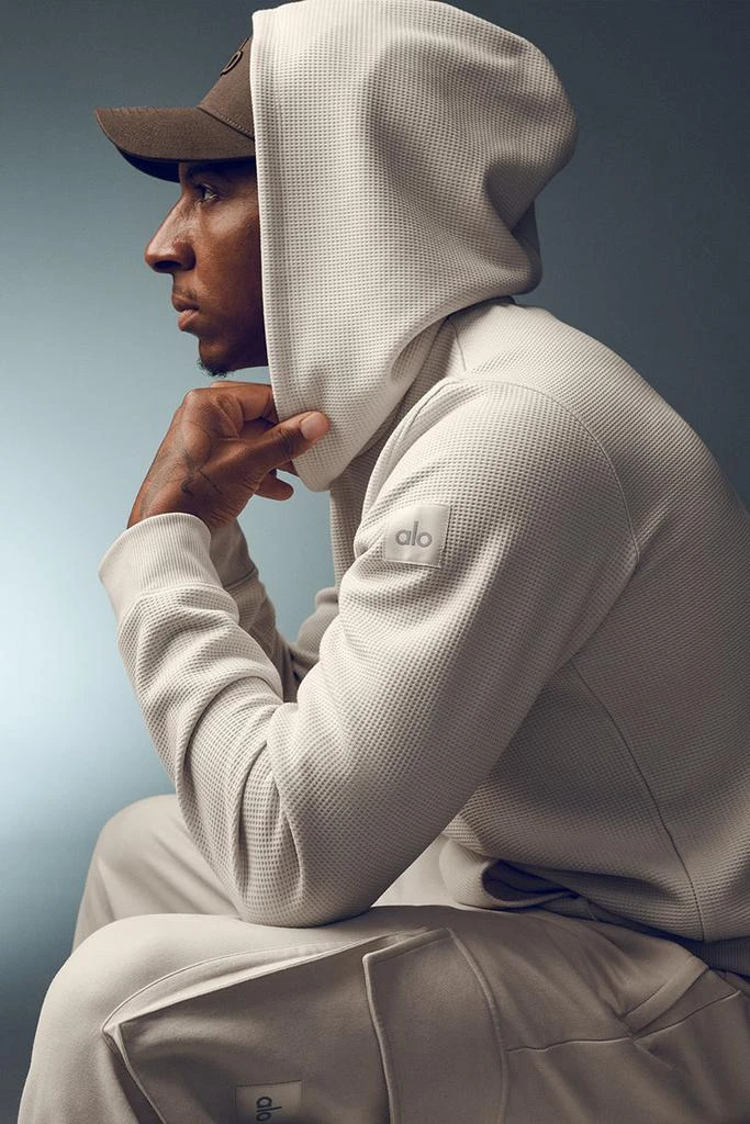 Alo Waffle Lounge Hoodie - Clover Green 1