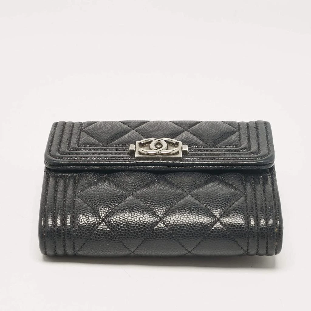 Chanel Chanel Black Caviar Quilted Leather Boy Trifold Wallet 8