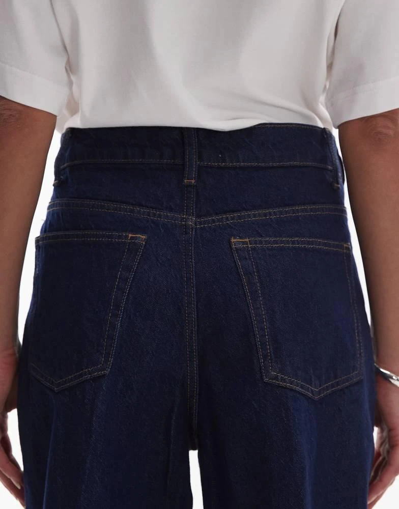 Topshop Topshop mid rise loose fit jean with patch pocket in rinse indigo 4
