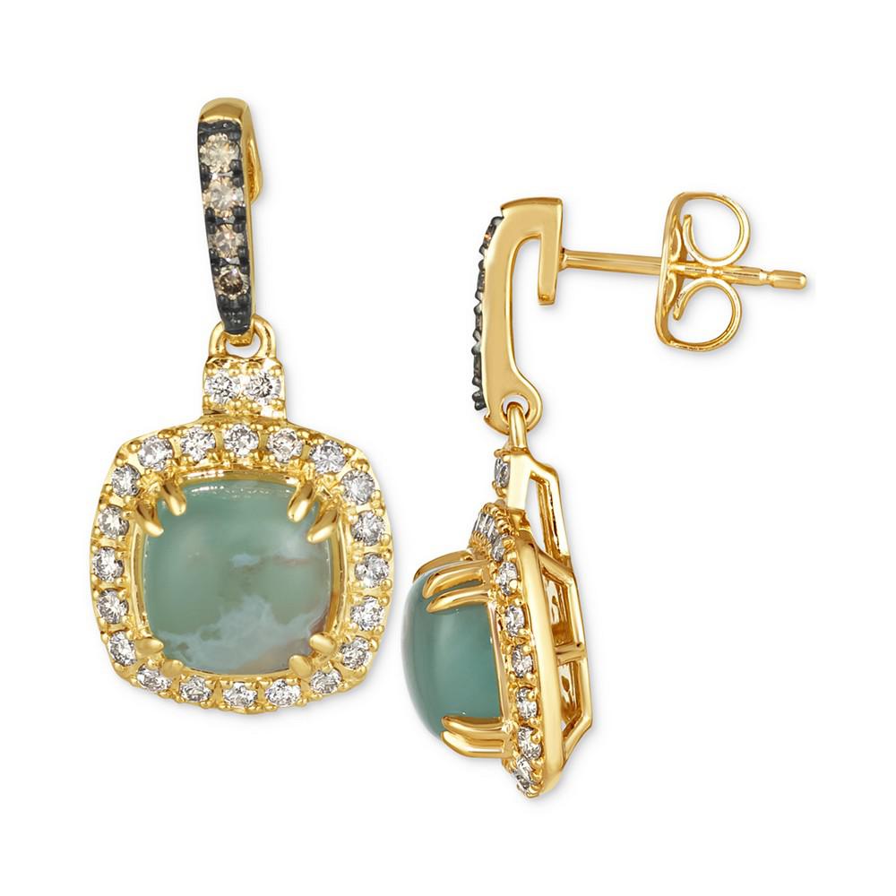 Le Vian Peacock Aquaprase (2-3/8 ct. t.w.) & Diamond (1/2 ct. t.w.) Halo Drop Earrings in 14k Gold