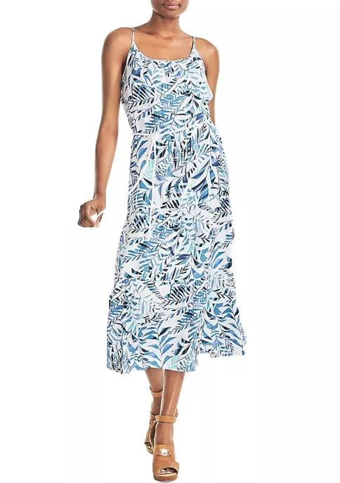 Nautica Womens Sustainably Crafted Palm Print Dress 1