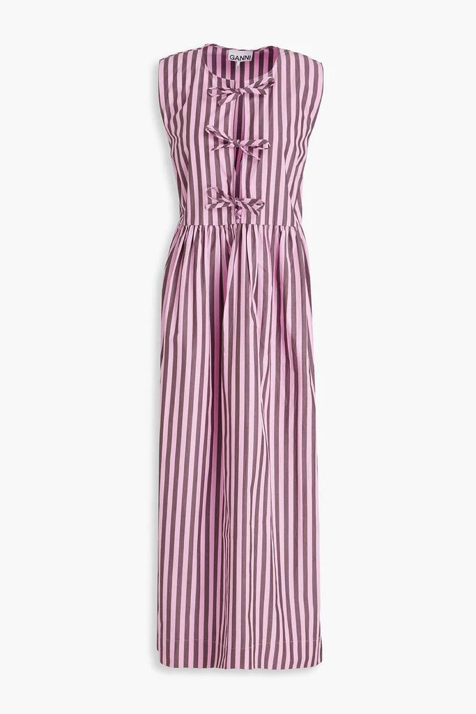 Ganni Striped cotton-poplin midi dress 1