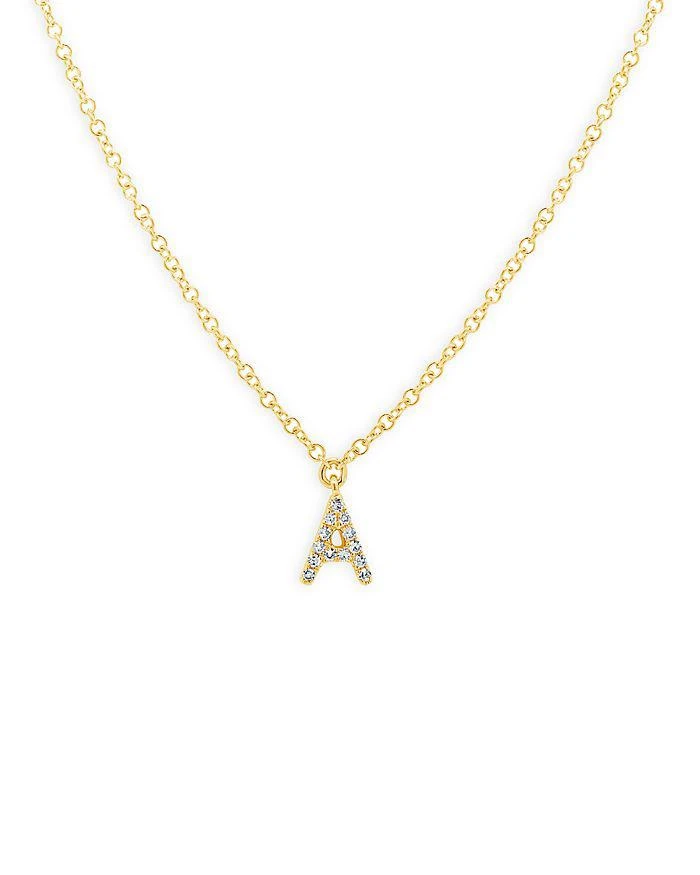 Moon & Meadow 14K Yellow Gold Diamond Initial Pendant Necklace, 18" - Exclusive 1