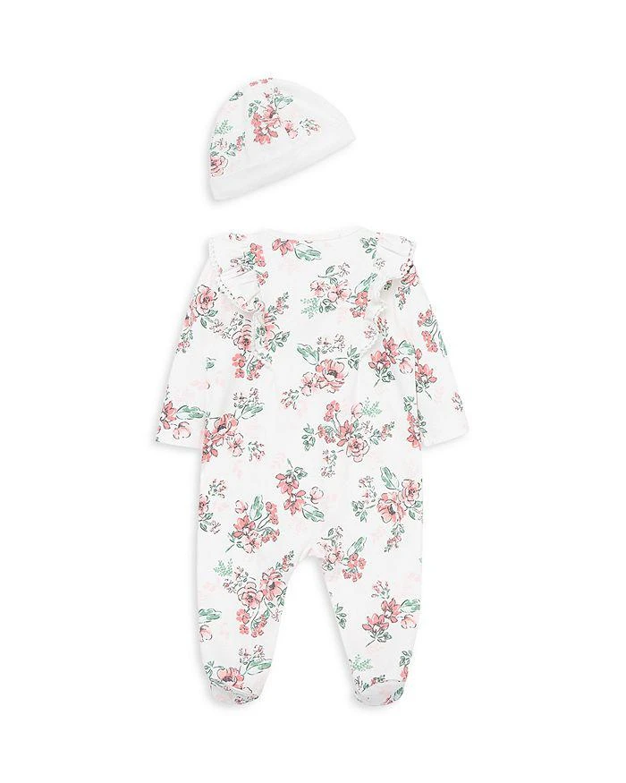 Little Me Girls' Whimsical Floral Footie & Hat Set - Baby 2