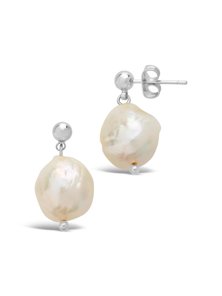 Sterling Forever Large Baroque Pearl Drop Studs 3