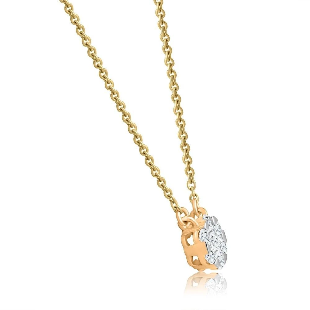 Pompeii3 1/4Ct TW Lab Grown Diamond Halo Round Pendant Yellow Gold Women
s Necklace 18" 2