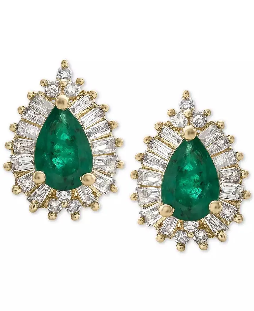 Macy's Sapphire (1 ct. t.w.) & Diamond (1/3 ct. t.w.) Stud Earrings in 14k Gold (Also Available in Ruby & Emerald)