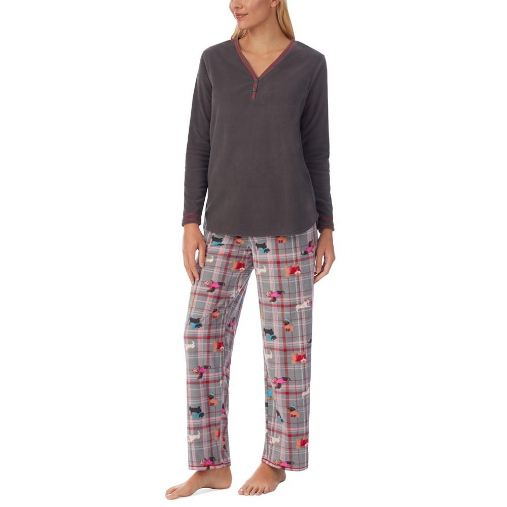 Cuddl Duds Henley Top & Print Pants Pajama Set