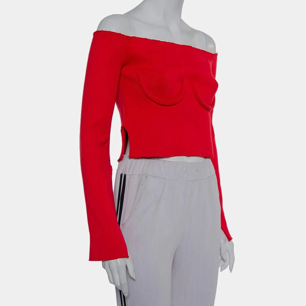 Orseund Iris Orseund Iris Red Knit Off Shoulder Crop Top L 2