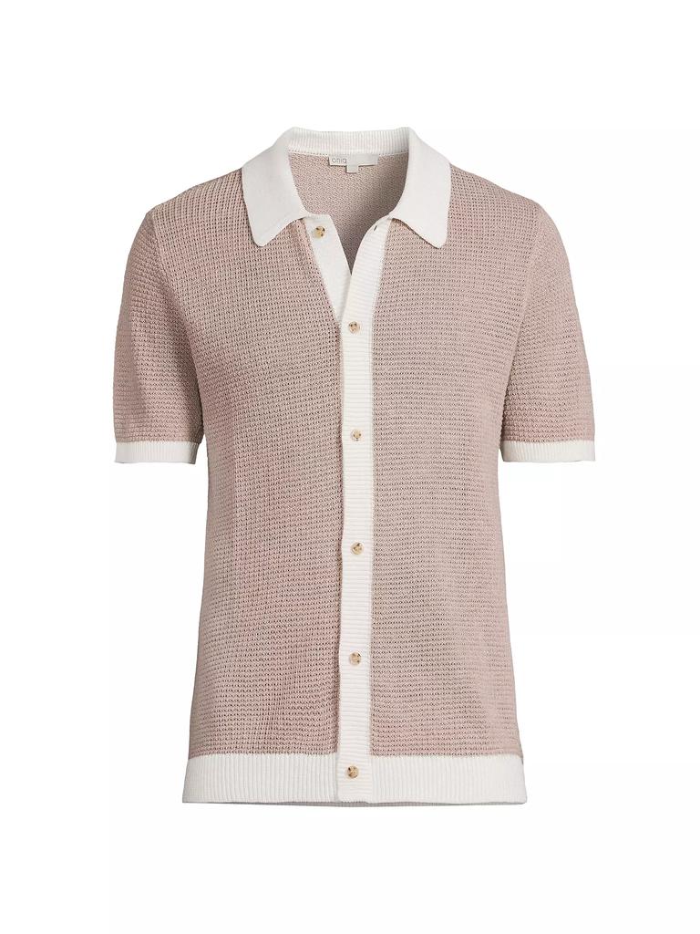 Onia Linen Button-Up Short-Sleeve Sweater