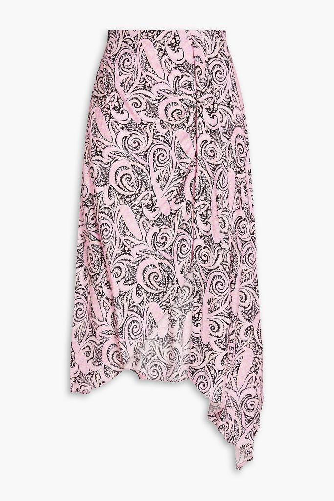 Maje Asymmetric paisley-print crepe skirt