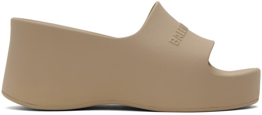 Balenciaga Taupe Chunky Wedge Sandals