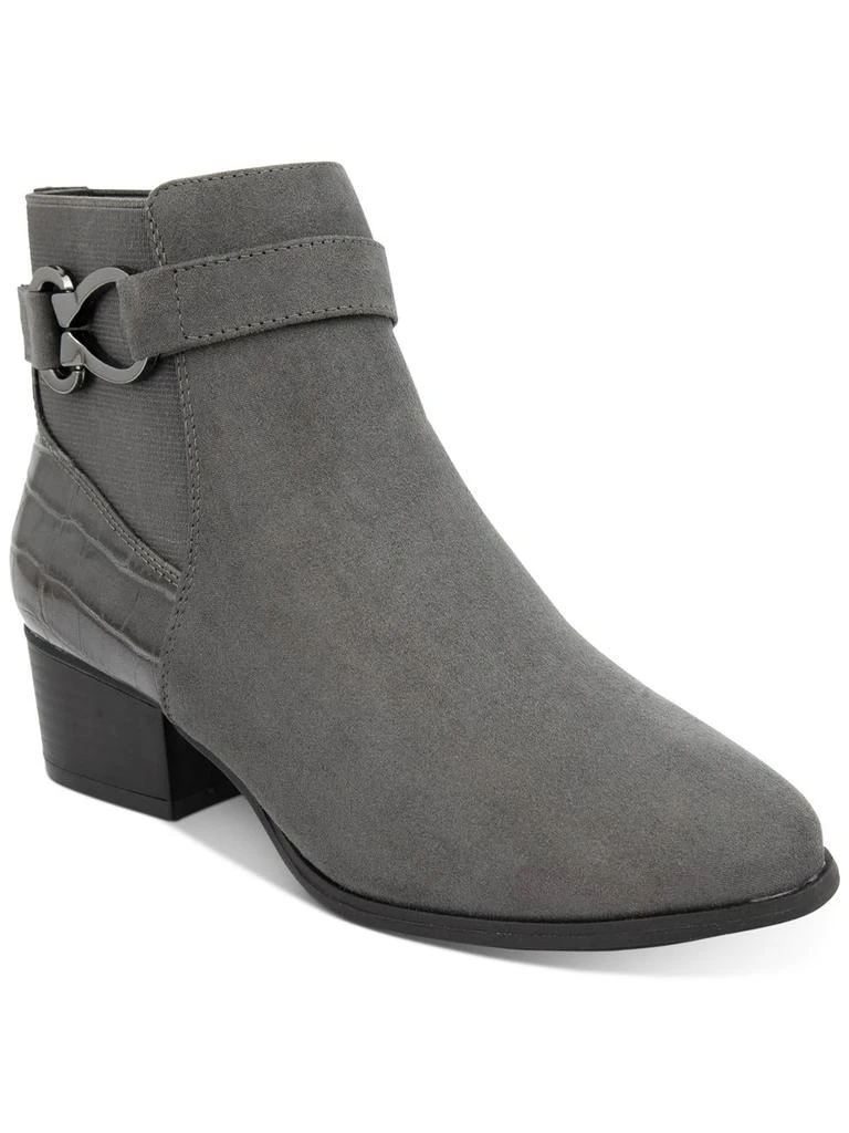 Karen Scott Nadine Womens Faux Leather Block Heel Ankle Boots 1