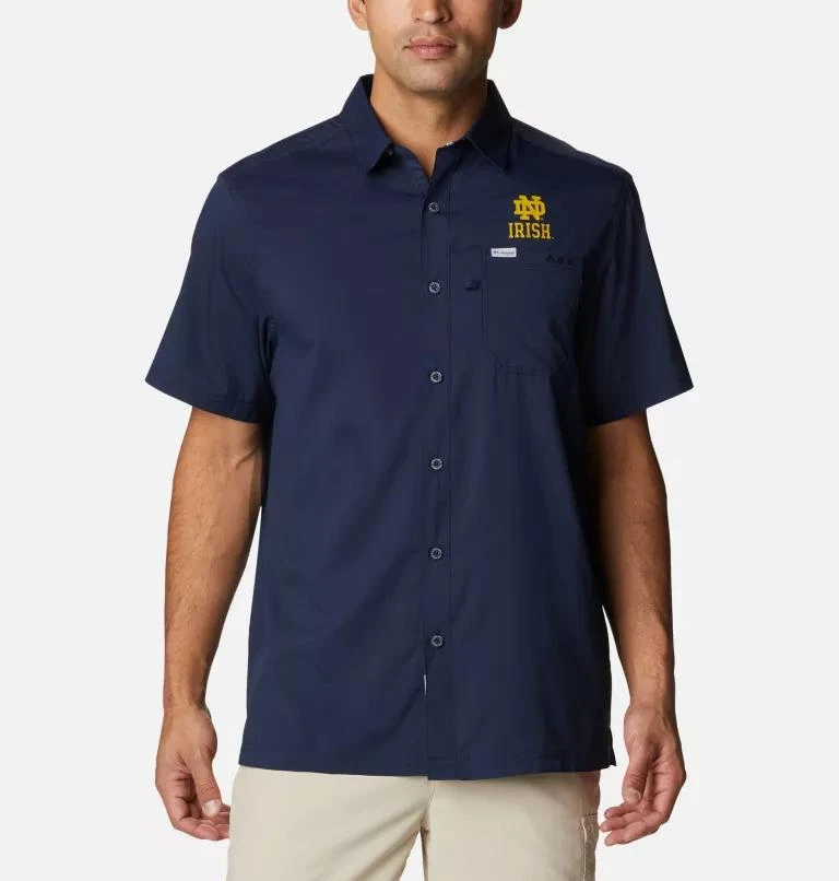 Columbia Columbia Men's Collegiate PFG Slack Tide  Camp Shirt - Notre Dame- 1