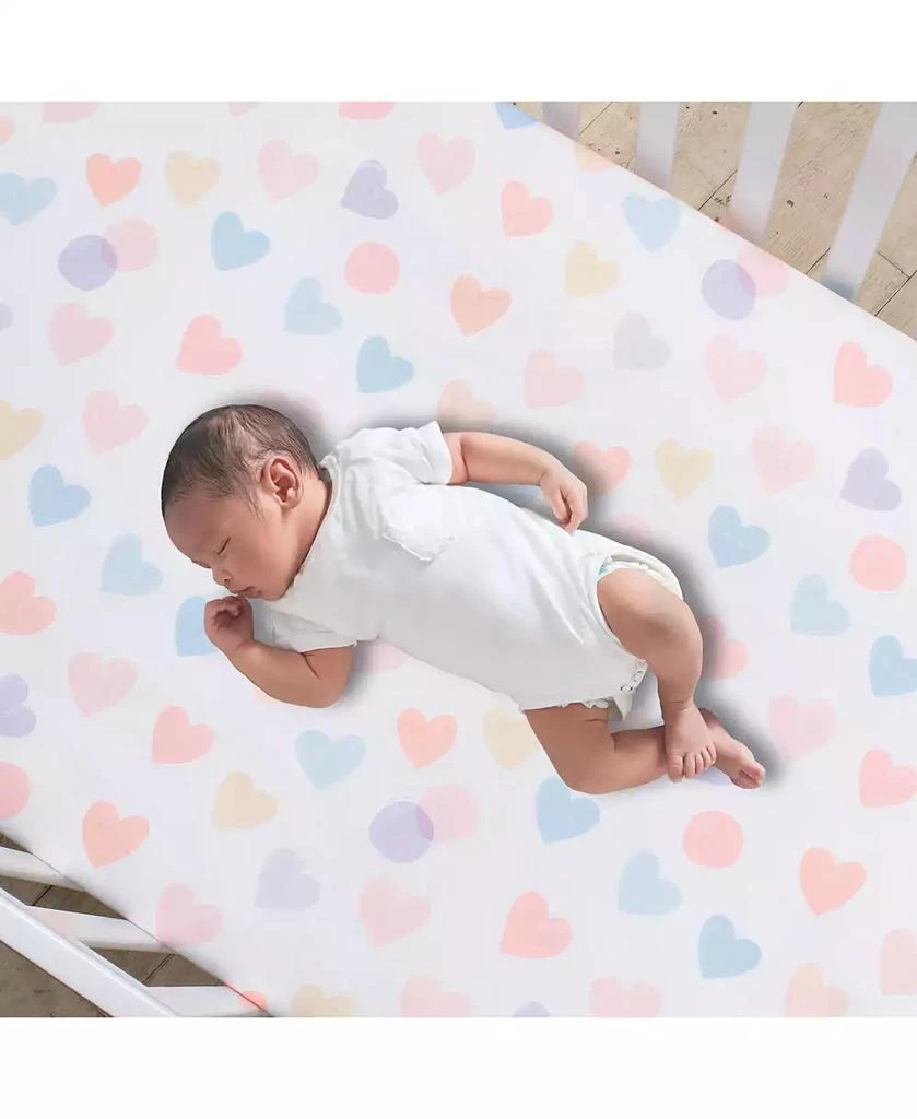 Bedtime Originals Rainbow Hearts White/Peach/Purple Baby Fitted Crib Sheet 5