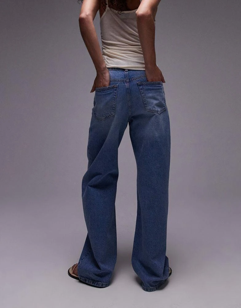 Topshop Topshop mid rise loose fit straight jean in mid blue 5