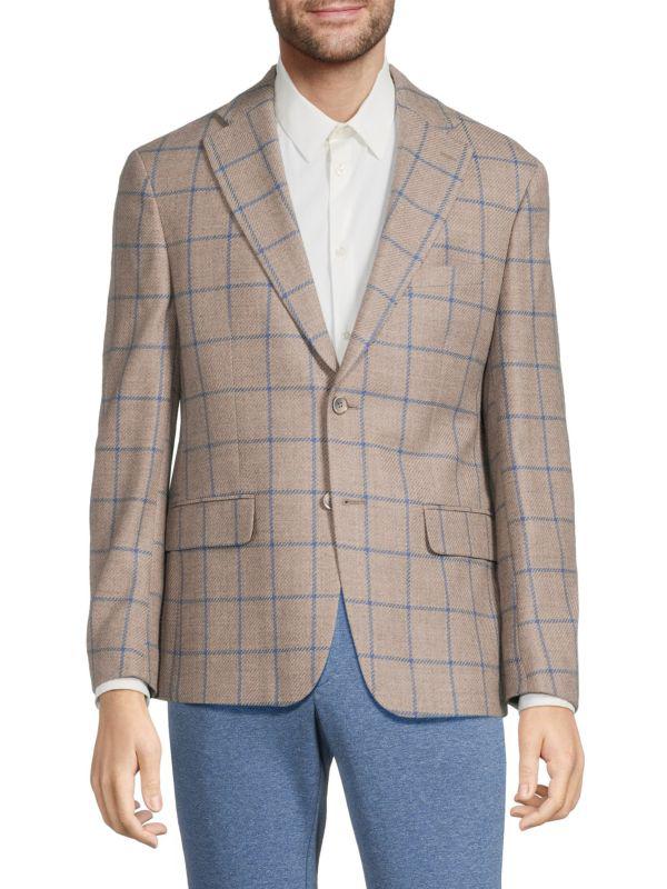 Tallia Plaid Wool Blend Slim-Fit Blazer