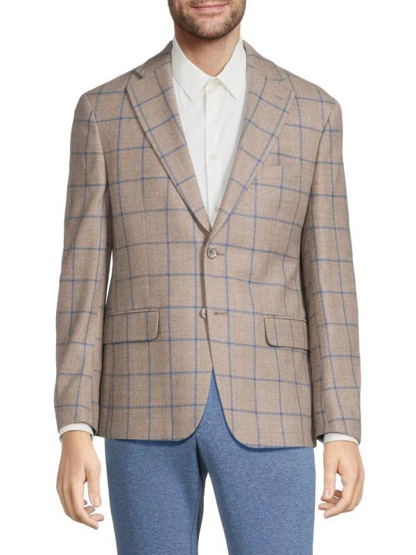 Tallia Plaid Wool Blend Slim-Fit Blazer 1