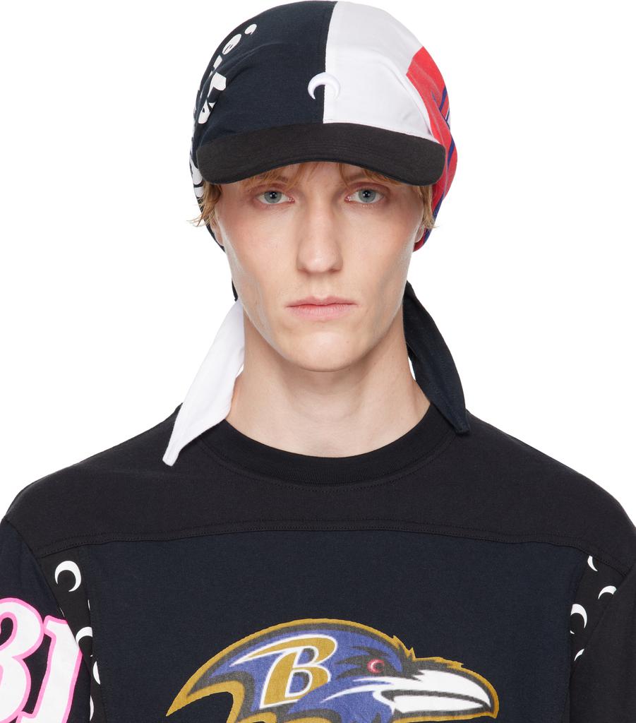 MARINE SERRE Black & White Regenerated Graphic T-Shirts Veiled Cap