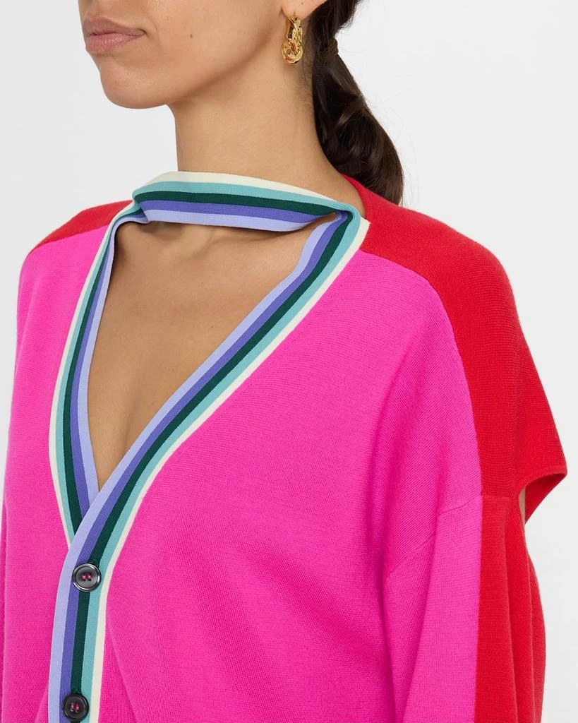 CHRISTOPHER JOHN ROGERS Colorblock Convertible Wool Cardigan 5