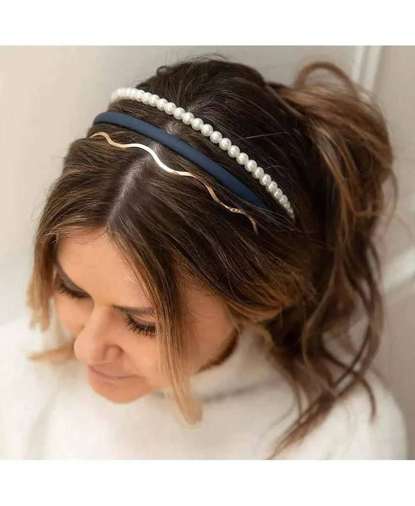 Headbands of Hope Headband Set - Blue + Pearl + Gold 2