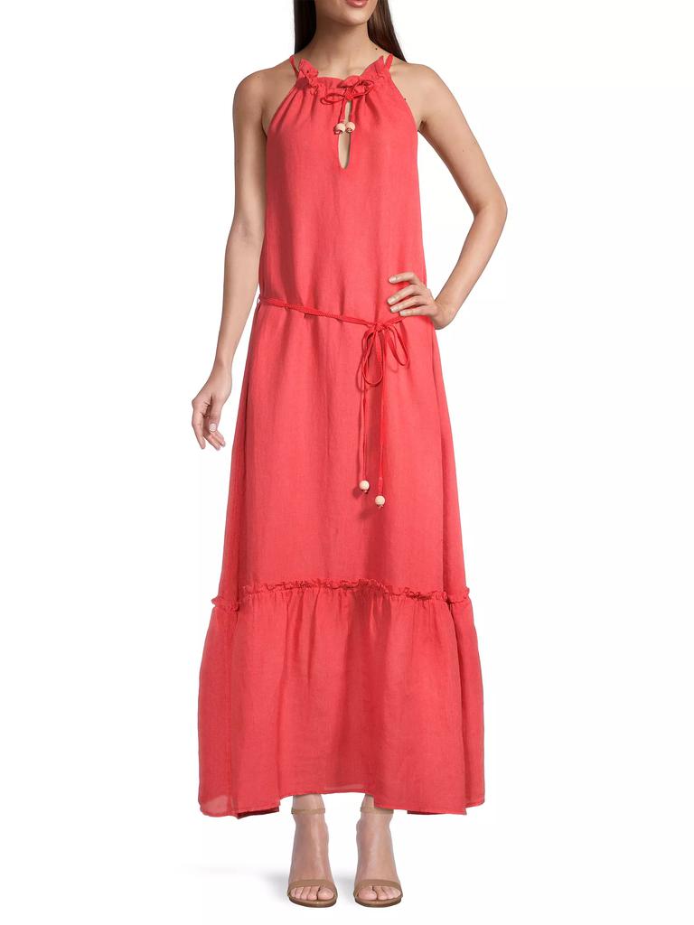 120% Lino Ruffled Linen Halter Dress