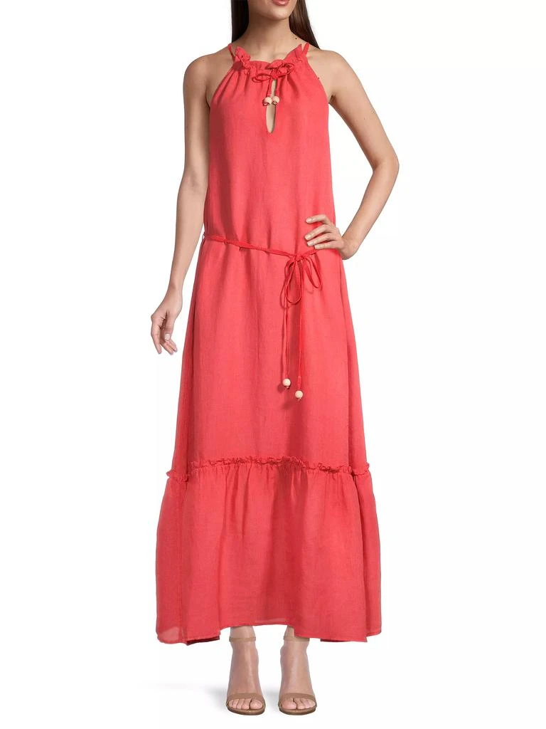 120% Lino Ruffled Linen Halter Dress 2