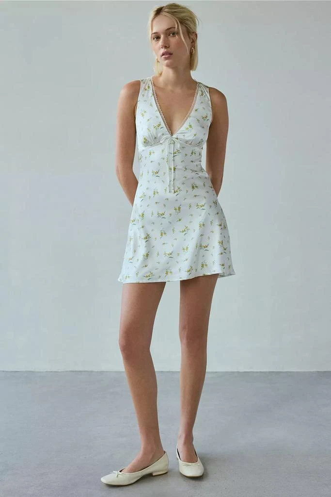 Kiss The Sky Kiss The Sky Camille Lace-Trim Satin Slip Mini Dress 1