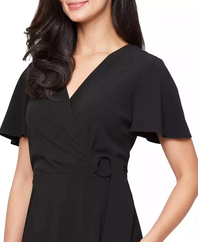 SL Fashions Women's Solid-Color Surplice Flutter-Sleeve Dress 2