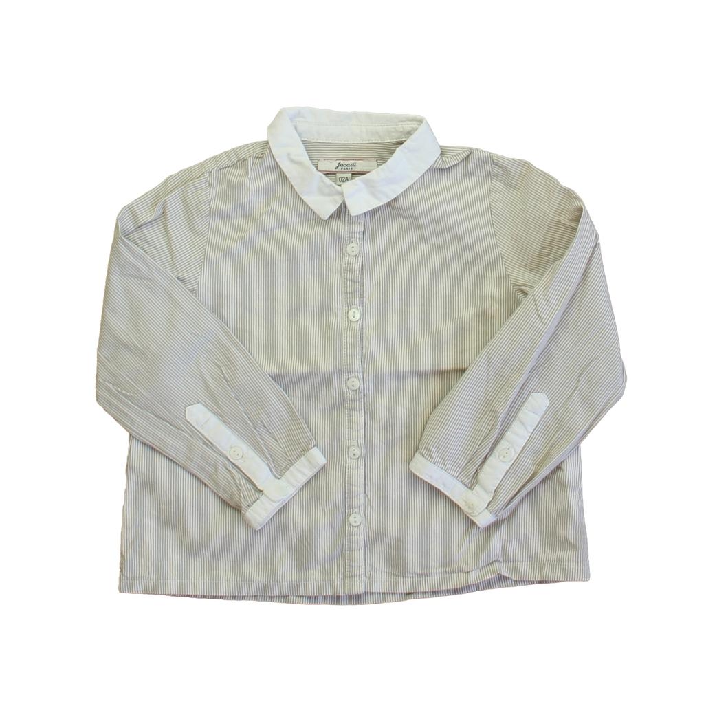 Jacadi Boys Beige Stripe Button Down Long Sleeve