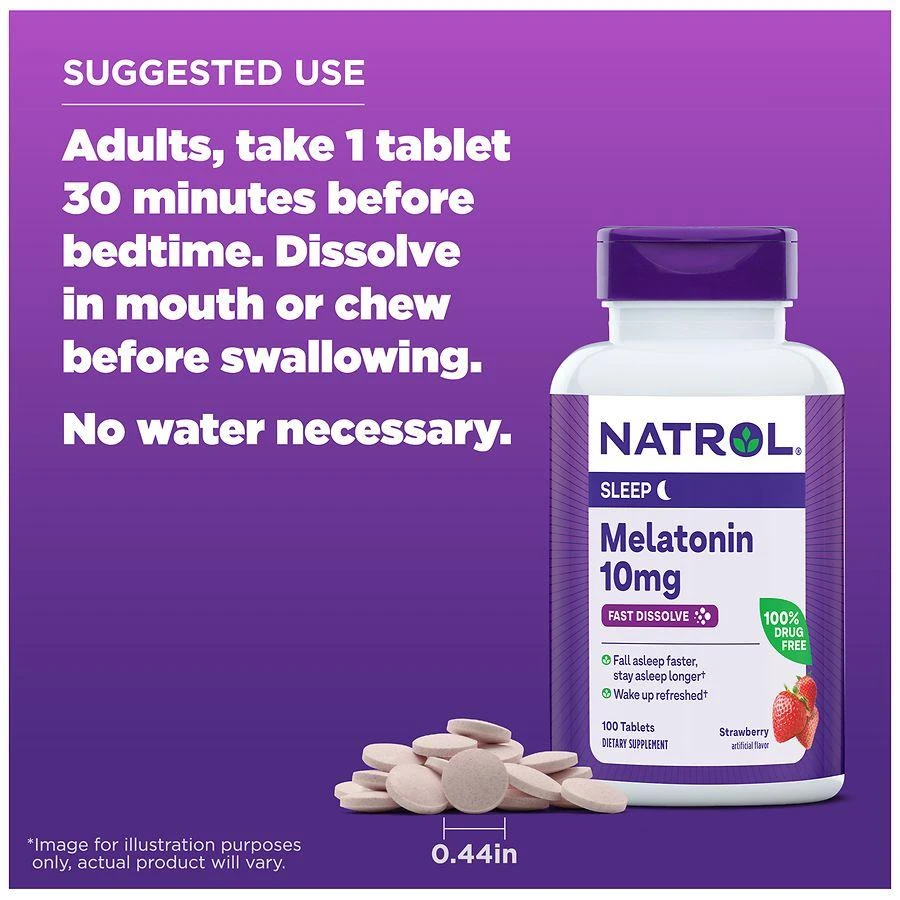 Natrol Fast-Dissolve 10 mg Melatonin Tablets Strawberry 7