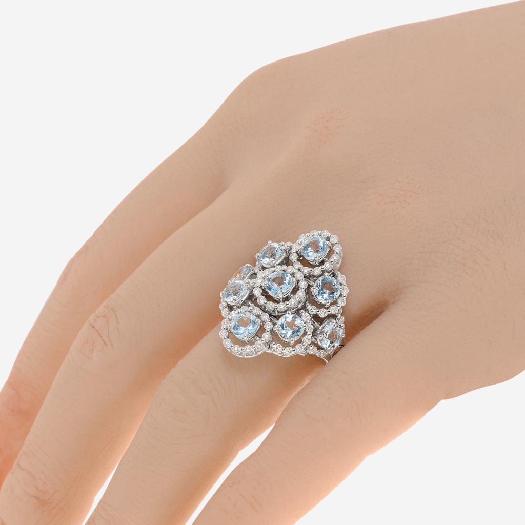 Damiani Damiani 18K White Gold, Aquamarine and Diamond 0.80ct. tw. Statement Ring Sz. 7.25 20030420