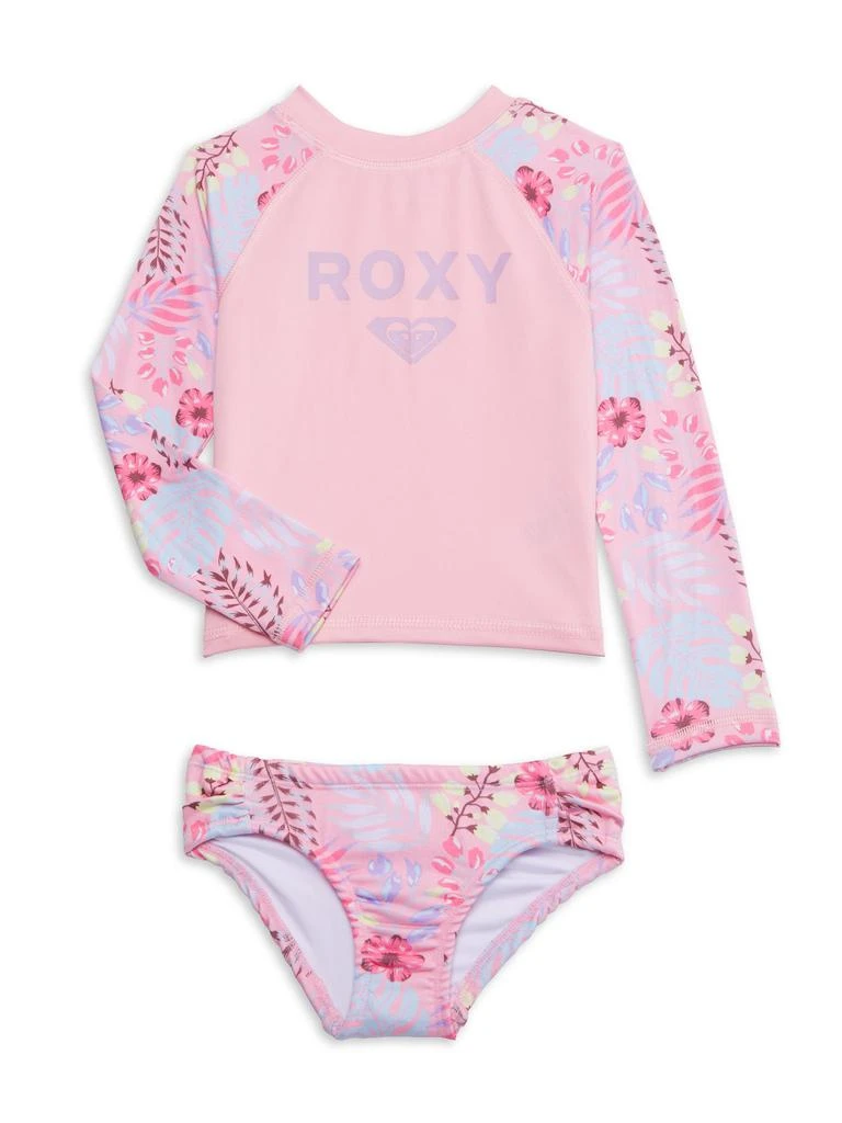 Roxy Little Girl
s Floral Long-Sleeve Two-Piece Swimsuit Set