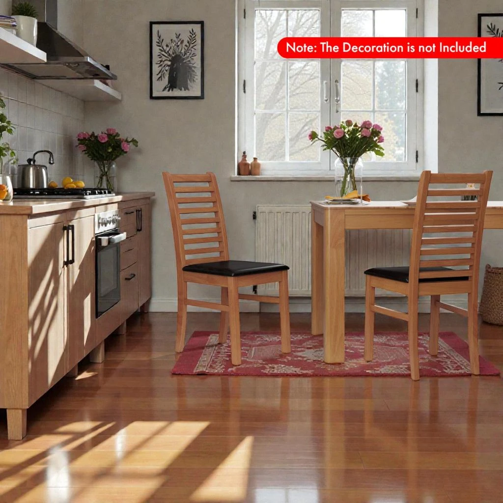 Hivvago Solid Wood Accent Dining Chairs Set of 2 with Robust Rubberwood Supports 2