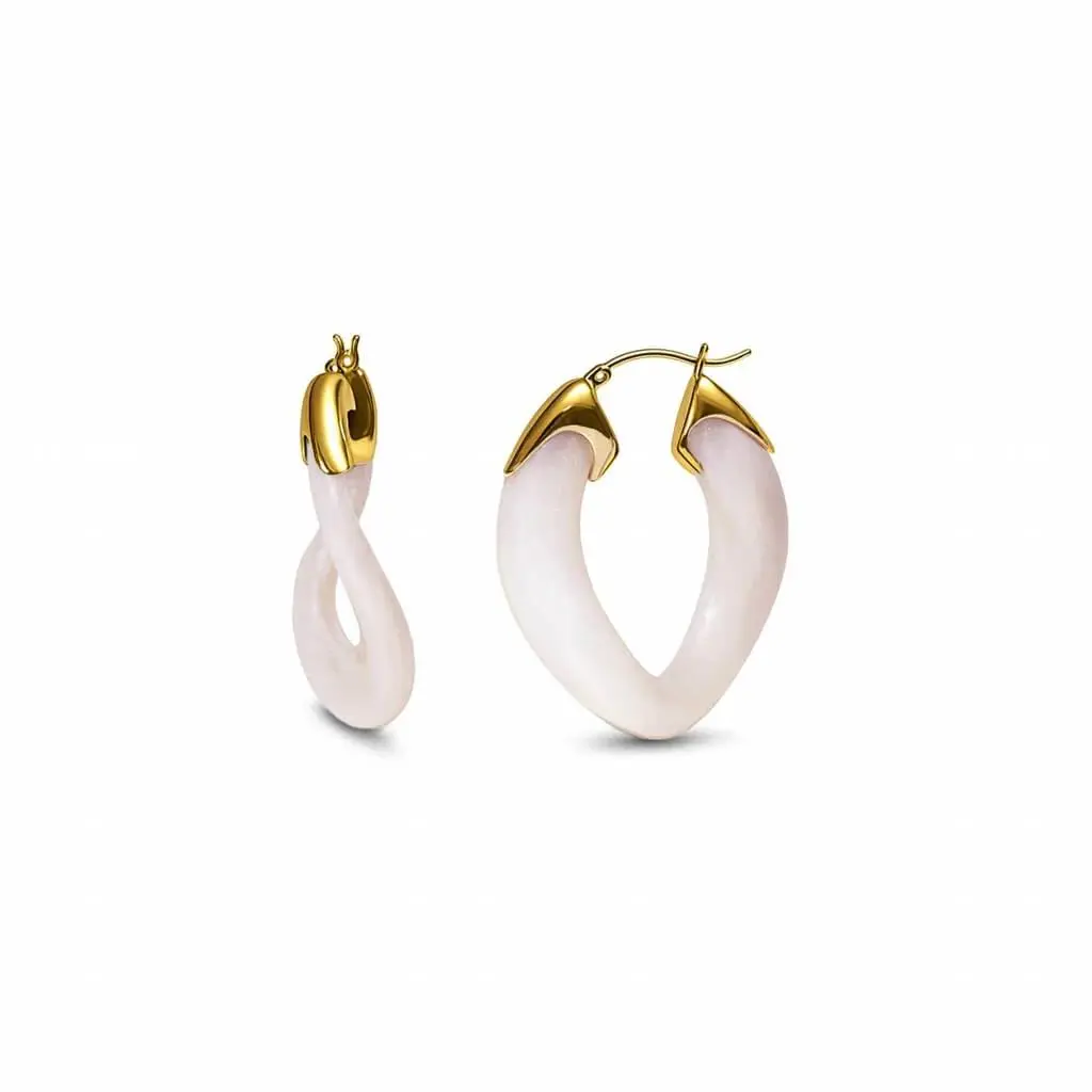 Gold & Honey Gold & Honey - Women's Curb Link Lucite Birthstone Hoop Earrings
