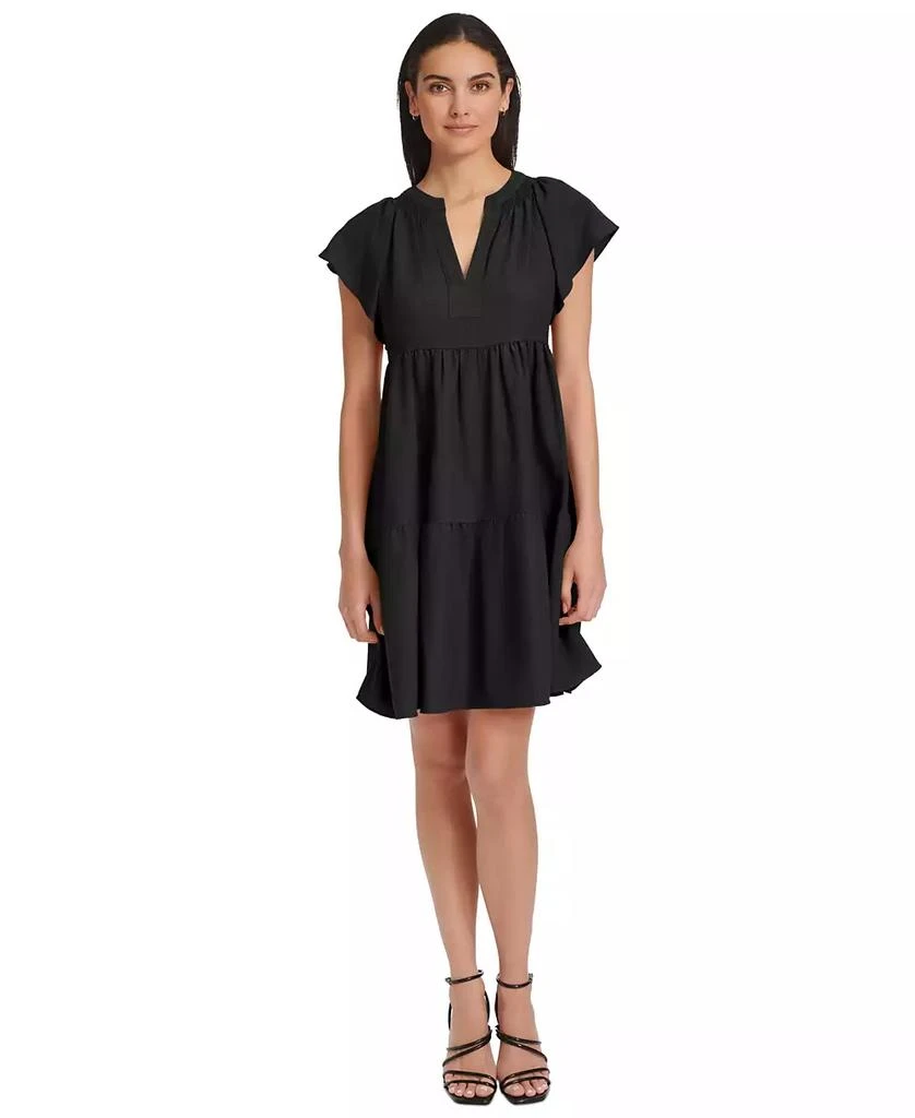 Calvin Klein Women's Split-Neck Tiered A-Line Dress 4